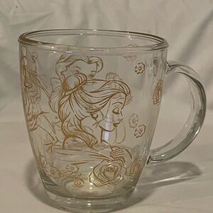Disney Clear Glass with Gold Beauty and The Beast Design Accents